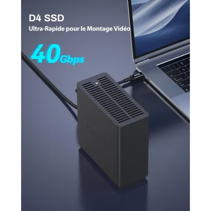 TERRAMASTER D4 SSD - Boîtier 4 SSD M.2 NVMe USB-C 40 Gbit/s, sans disque