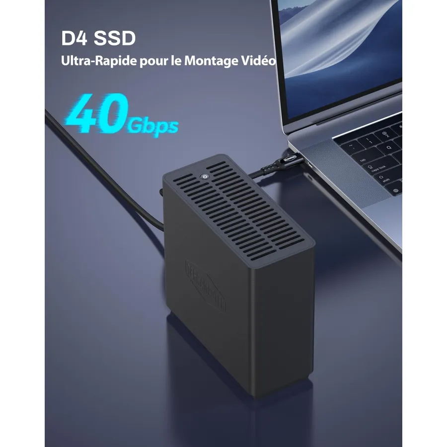 TERRAMASTER D4 SSD - Boîtier 4 SSD M.2 NVMe USB-C 40 Gbit/s, sans disque